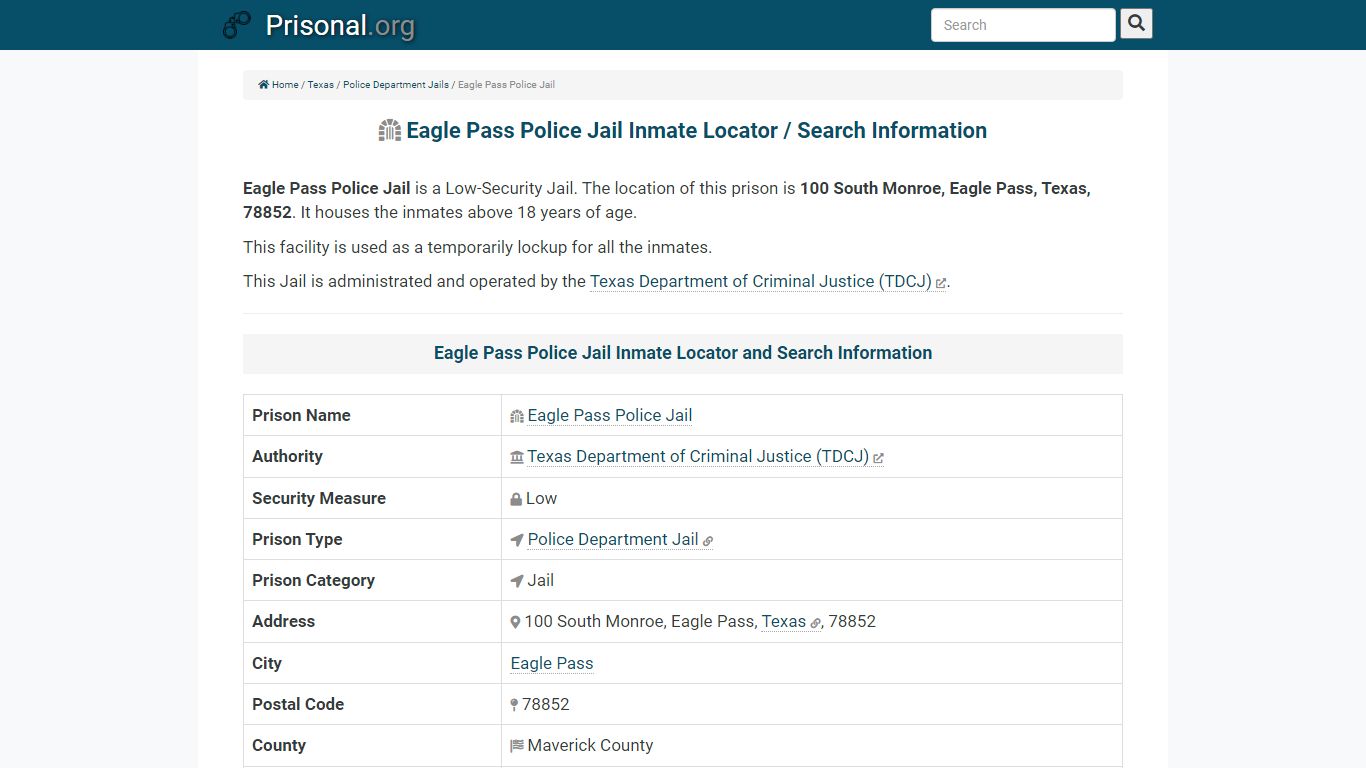 Eagle Pass Police Jail-Inmate Locator/Search Info, Phone ...